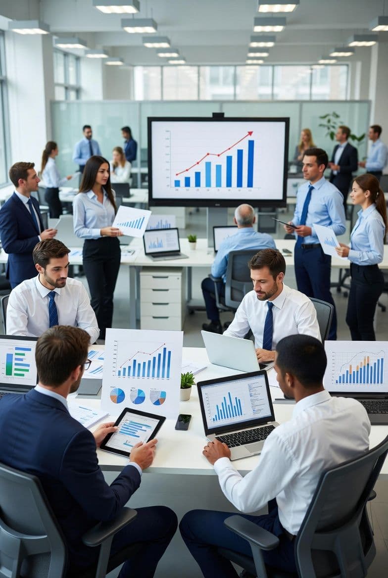 Kantoor vol business analisten aan het werk